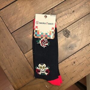 Men's Crew Socks - Black with Red Accents